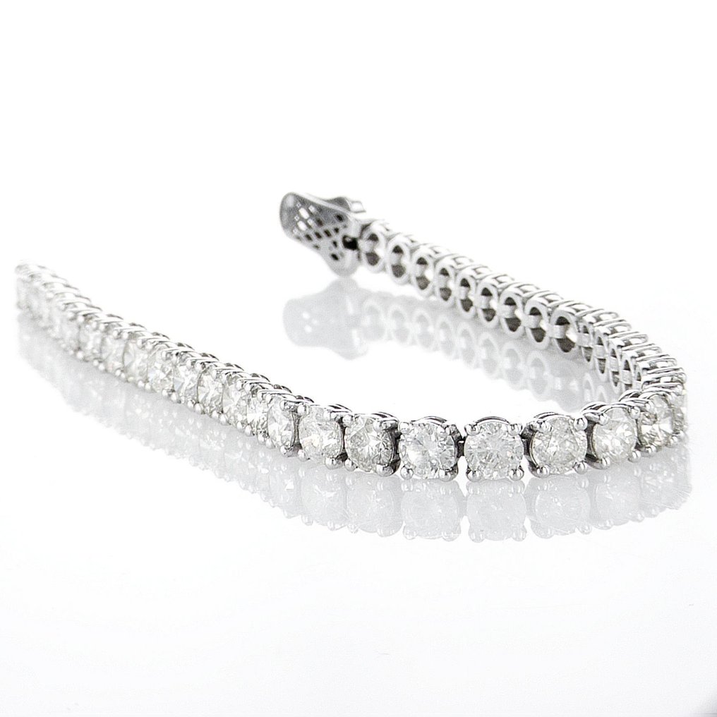 χωρίς τιμή ασφαλείας - Βραχιόλι - 14 καράτια Λευκός χρυσός -  13.66ct. tw. Διαμάντι (Φυσικό) - Χρώμα E-I, διαύγεια VS2-I1. #1.0