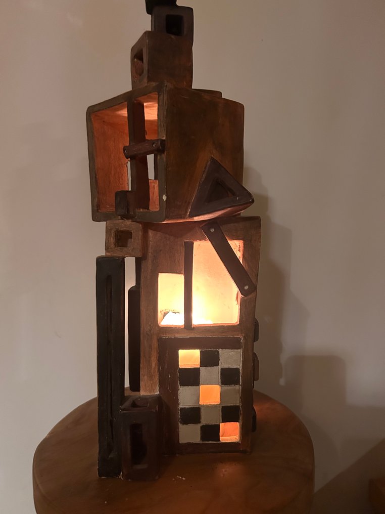 Lantern - Brutalist art photophore made of clay / ceramic. #1.0