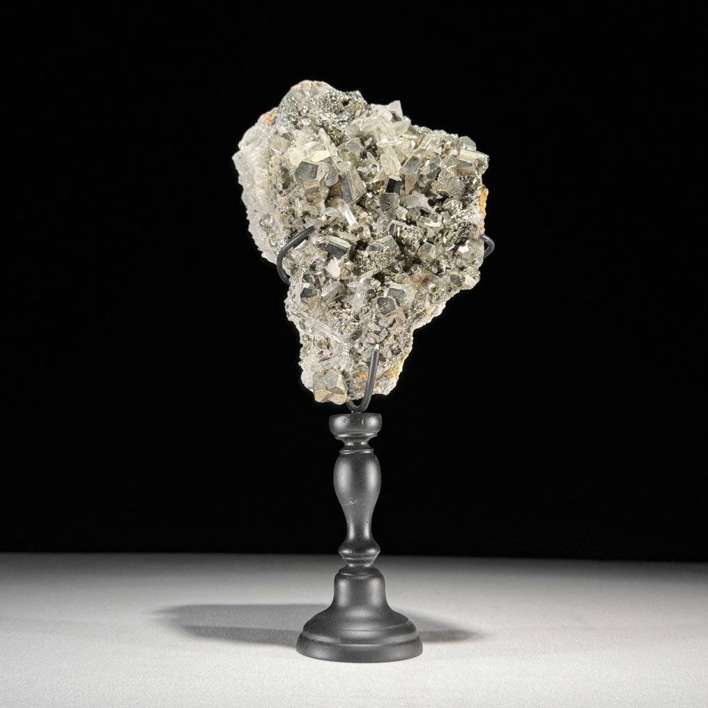 NO RESERVE PRICE - Wonderful Pair of Pyrite & Calcite Crystal Cluster on custom stands- Crystal cluster- 3700 g - (2) #1.0