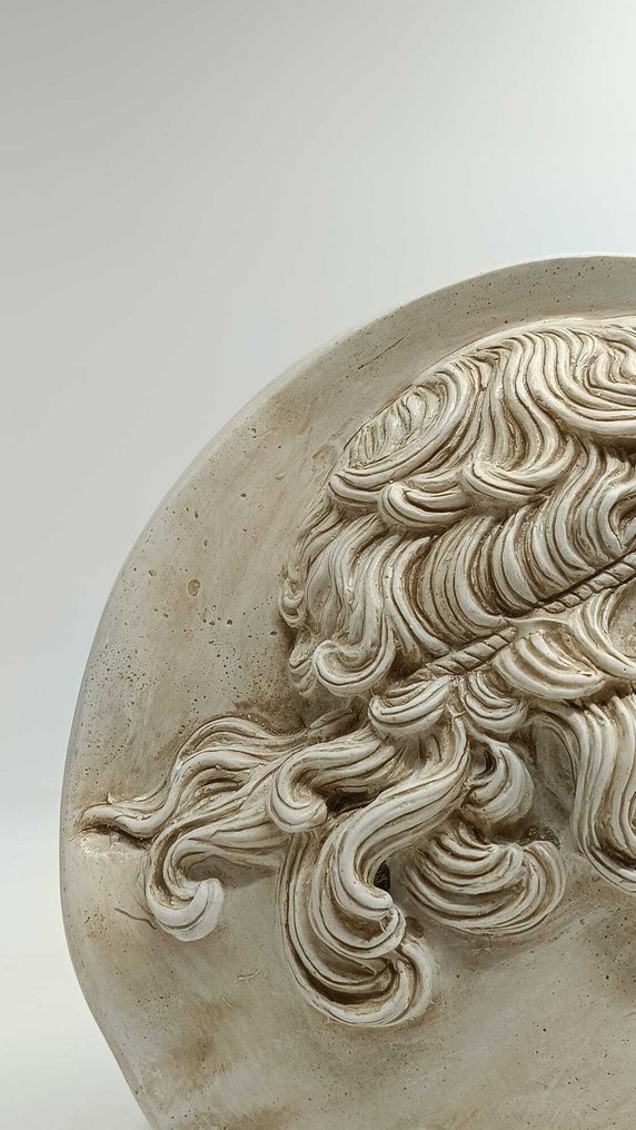 Γλυπτό, Medaglione di Alessandro Magno - 33 cm - μαρμάρινη σκόνη #2.1