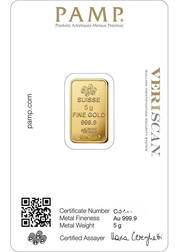 5 grams - Arany .999 - PAMP - Sealed & with certificate #1.0