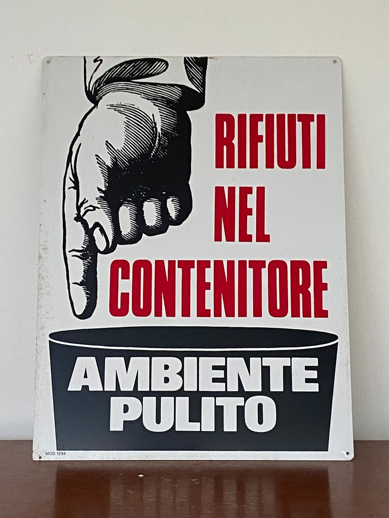Rifiuti Nel Contenitore - Ambiente Punito / Mod 1294 - Placa - Metal #1.0