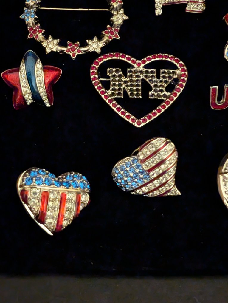 雕像, Swarovski uiterst zeldzame set USA broches - 4 cm - 金屬, 镀铑 #1.0