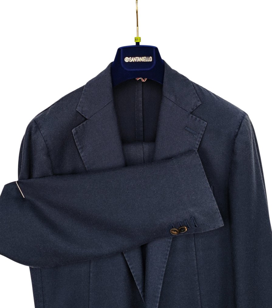 SANTANIELLO RRP 750€ Blue Navy Washed Wool Suit – Made in Italy - 48 IT - Men's suit - New with tags #3.2