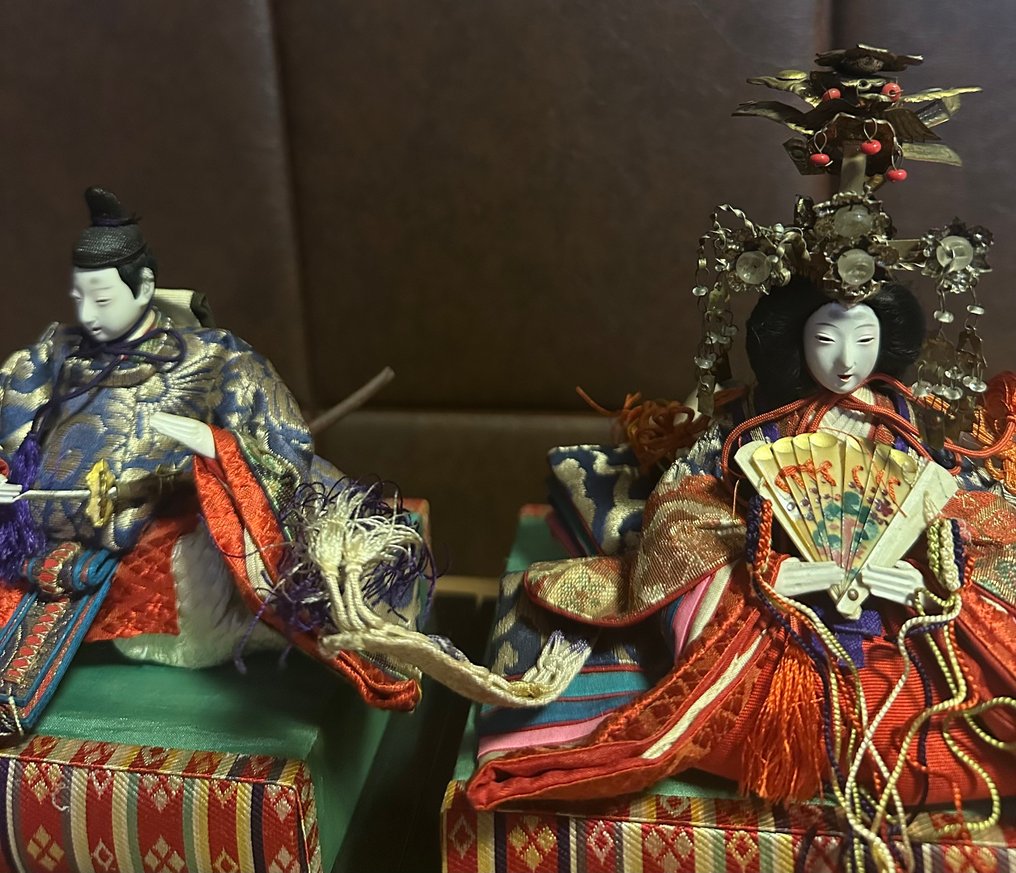 野泽屋横滨的卓越日本雏人偶——大正时期——皇帝与皇后套装 - 絲, 木, 面料 - 日本 - 大正時期（1912-1926） #1.0