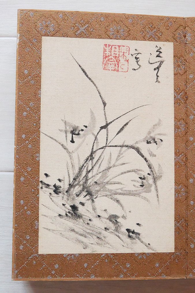 非常精美的水墨画集,描绘不同植物,签名。 - 真丝 - Kinoshita Itsuun (1800-1866) - 日本 - Late Edo period #1.0
