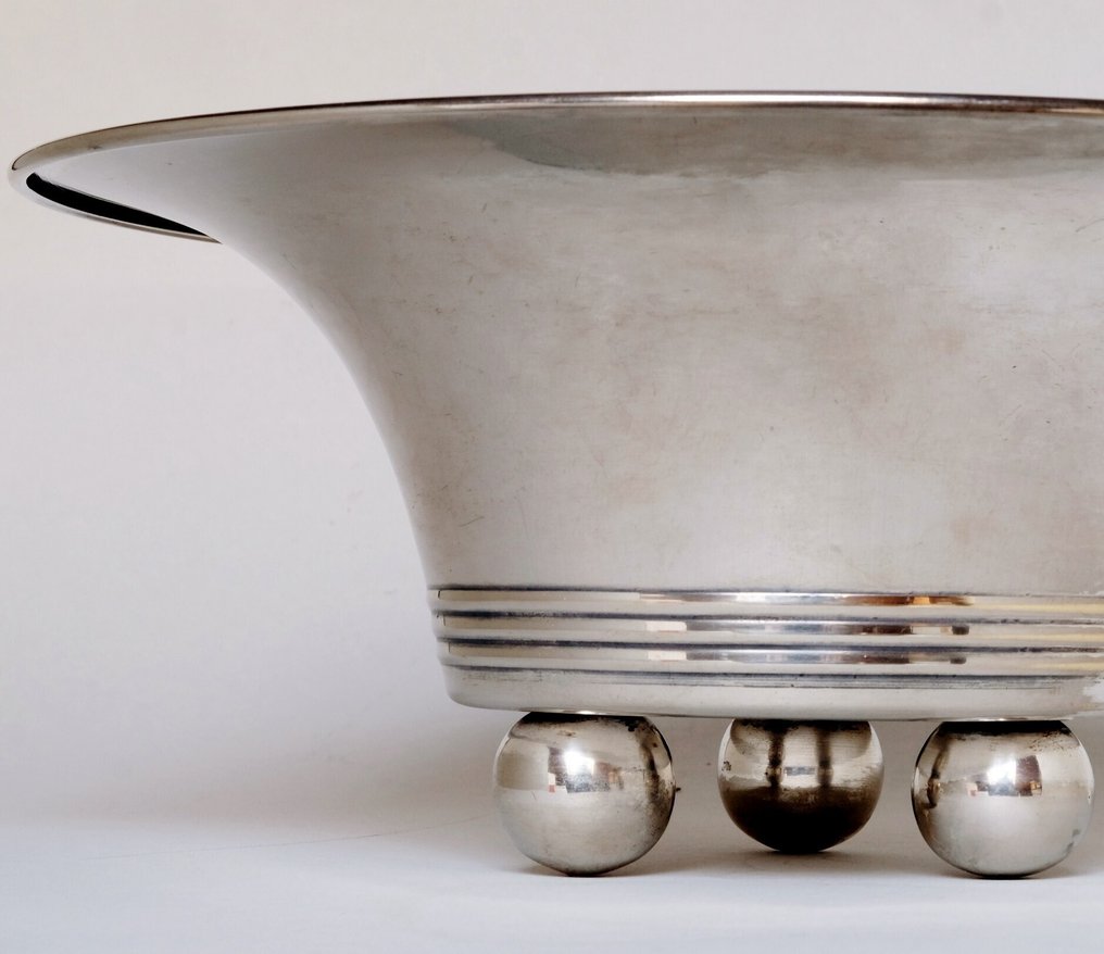 Bauhaus Stil - Art Déco - Fruktskål - Messing versilbert #1.0