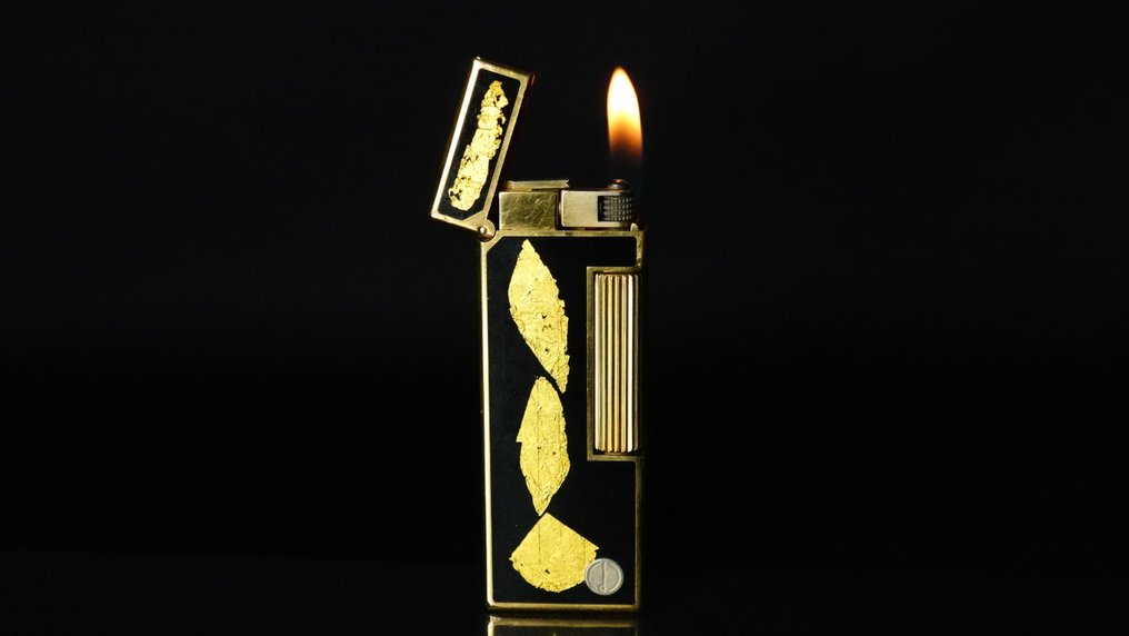 Dunhill - Black Lacquer with Gold Leaf Inlay Rollagas Lighter - 没有保留价 - 打火机 - 镀金, 拉克黑 #1.0