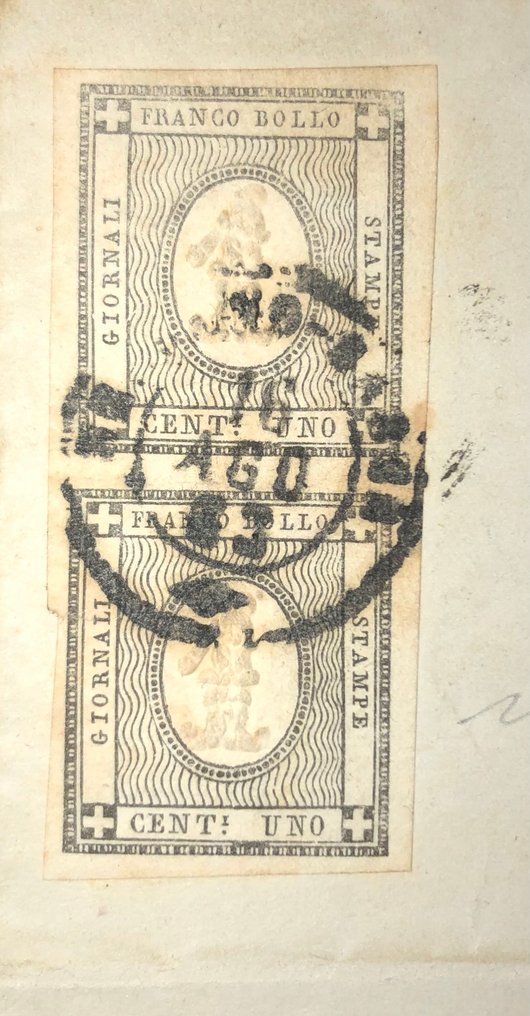 Ιταλία Βασίλειο 1861/1862 - Ιταλία βασίλειο 1861/1862, τυχερό δελτίο με 3 διαφορετικά γράμματα, άριστης ποιότητας, πλήρες. #1.0