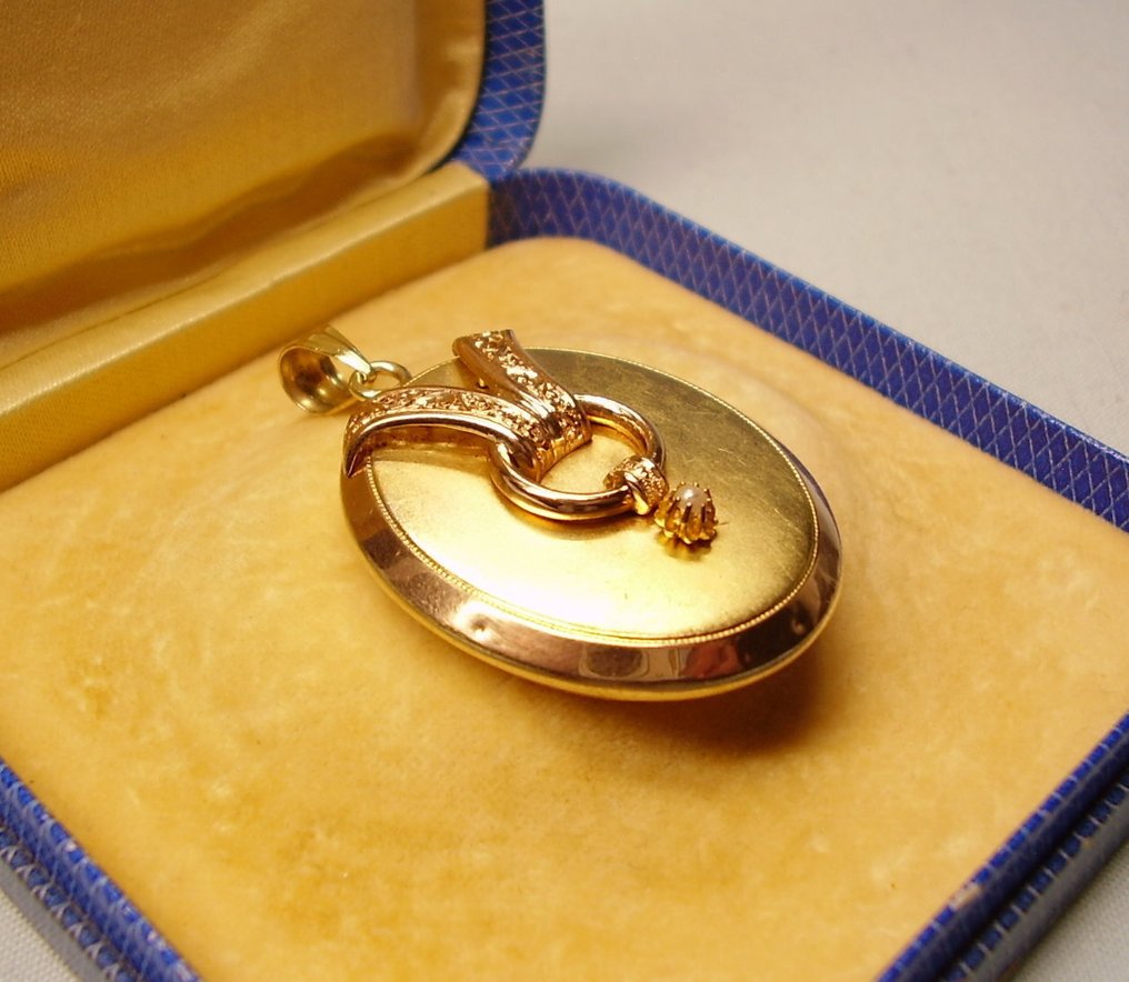 Zonder minimumprijs - Hanger - 14 karaat Geel goud, Tombak - Viktor.Photomedailon1860 #1.0