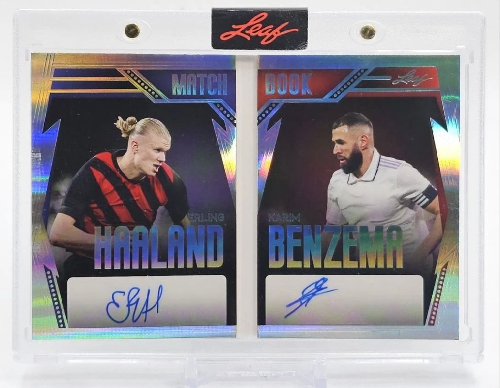 2023 Leaf History Book Erling Haaland & Karim Benzema 1/1 AUTOGRAPHED Match Book - 1 Card - 八成新 (NM) #2.1