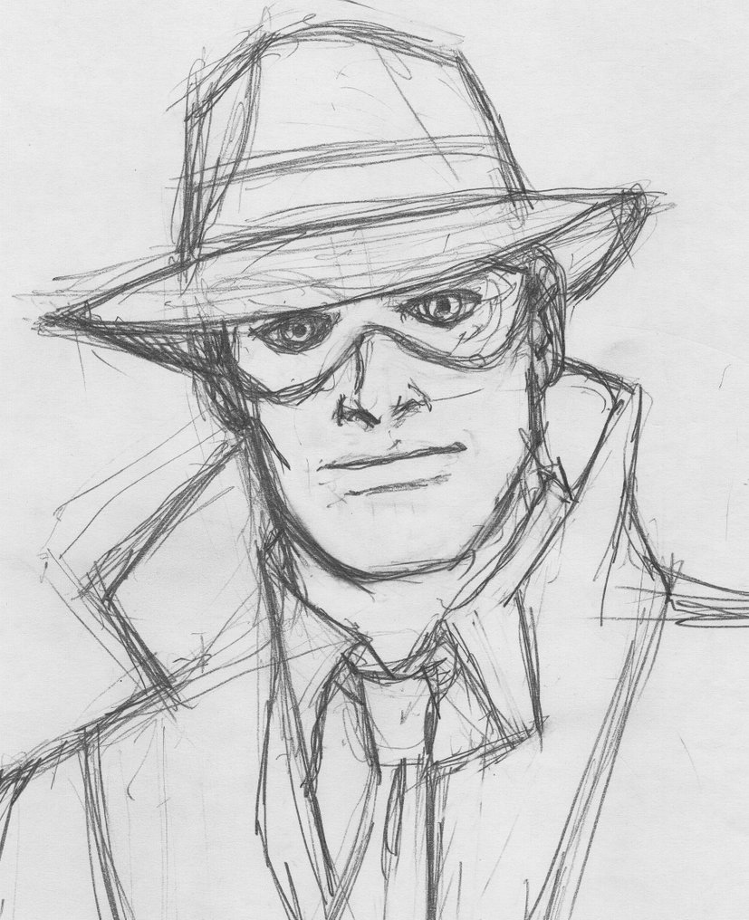 Juan Giménez - The Spirit Preliminary Exlibris Sketch - Pencil on Paper #4.3