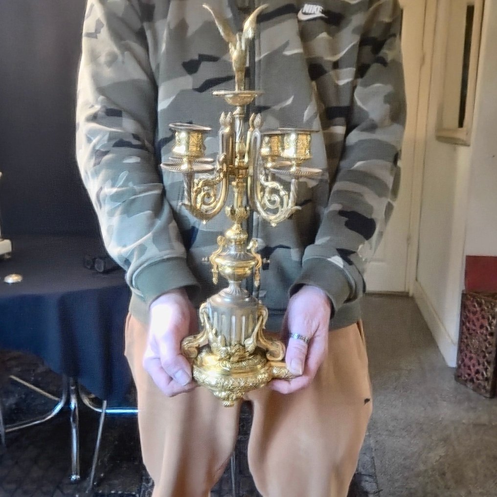 Świecznik (2) - Pozłacany brąz - Kandelabry z brązu #1.0