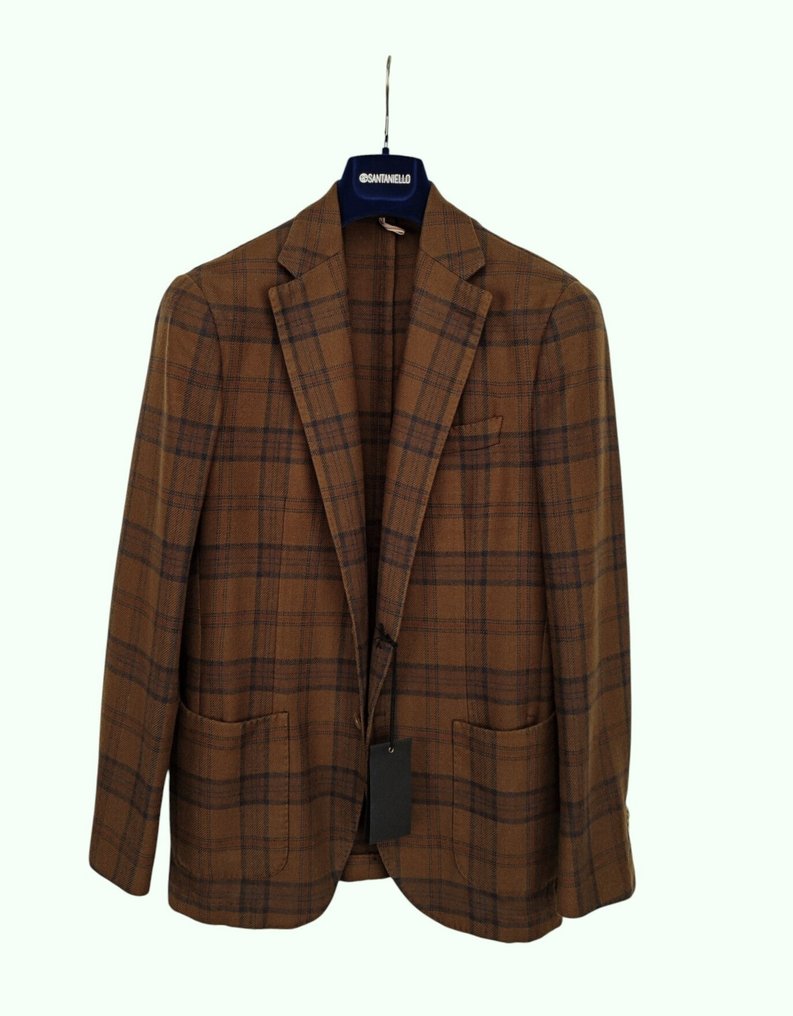 SANTANIELLO RRP 600€ – Brown Checked Wool Blazer – Made in Italy - 48 IT - Μπλέιζερ - New with tags #2.1