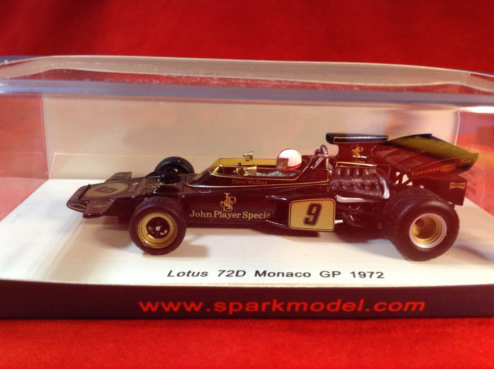 Spark 1:43 - 模型赛车 - ref. #S4283 Lotus Ford 72D F.1 "John Player Special" 14° Monaco GP 1972 #9 Dave Walker - 优质，几乎全新，如今难得一见。 #3.2