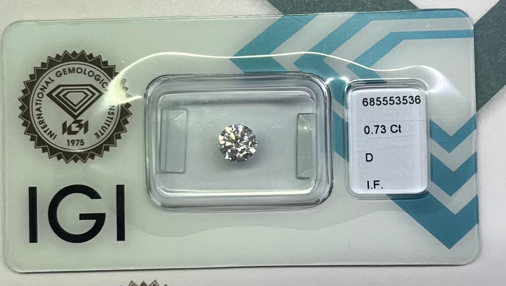 1 pcs 钻石  (天然)  - 0.73 ct - 圆形 - D (无色) - IF - 国际宝石研究院（IGI） #1.0