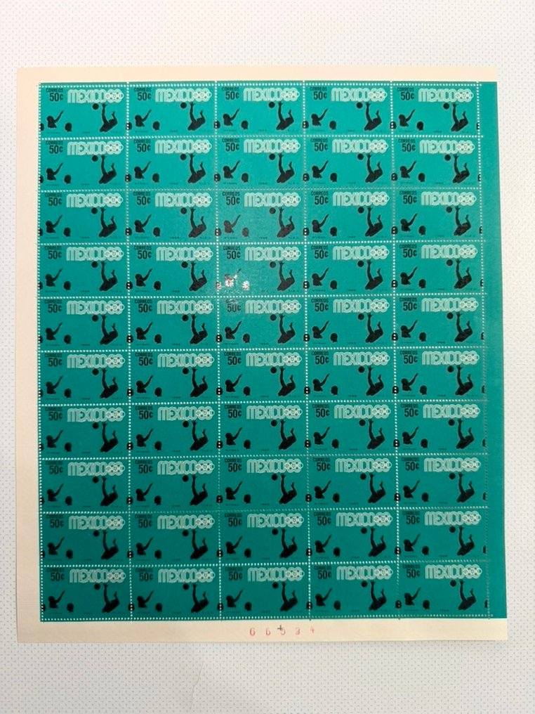 墨西哥 1965/1968 - 1968年墨西哥城奥运会——完整系列，包括航空邮寄的整张邮票 #3.2