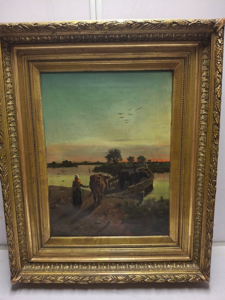 比利時學派 (XIX) - Overzetboot met koeien #1.0