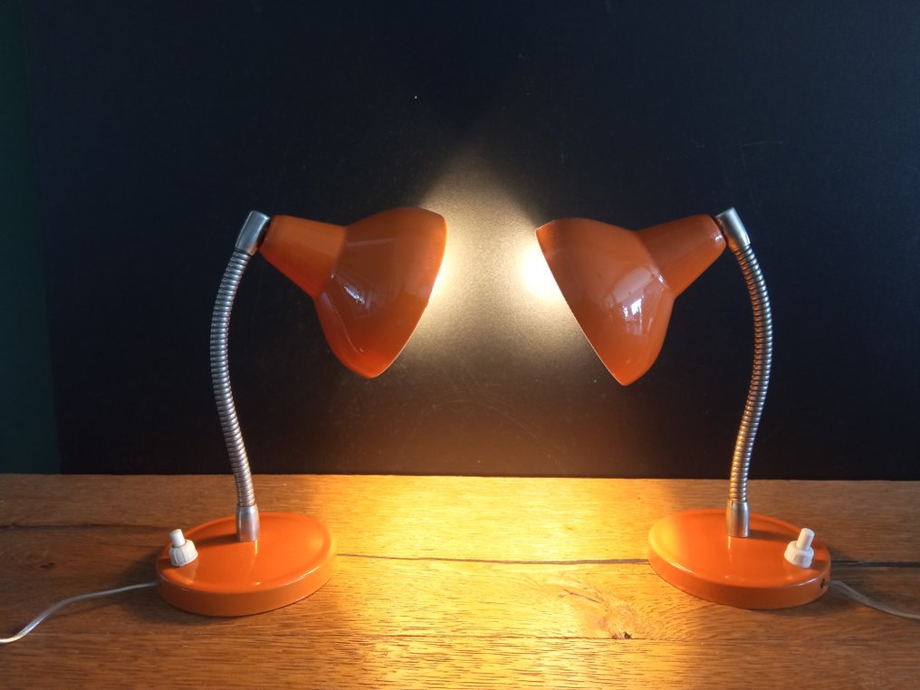 Πορτατίφ κομοδίνου (2) - Αλουμίνιο - Ζευγάρι επιτραπέζιων φωτιστικών #1.0