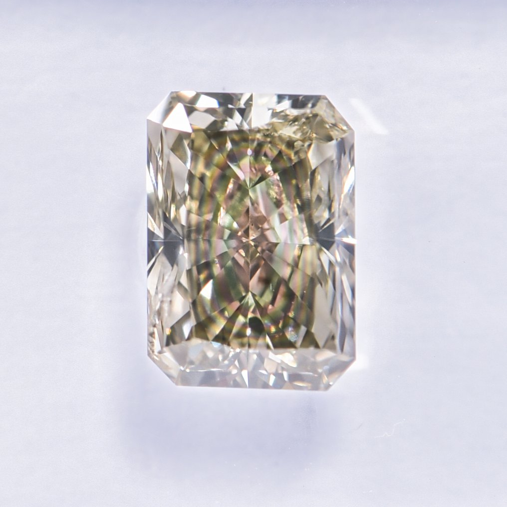 沒有保留價 - 1 pcs 鑽石  (天然彩色)  - 1.01 ct - 雷地恩型 - Fancy 綠色 黃色 - SI2 - 國際寶石學院（International Gemological Institute (IGI)） - VG #2.1