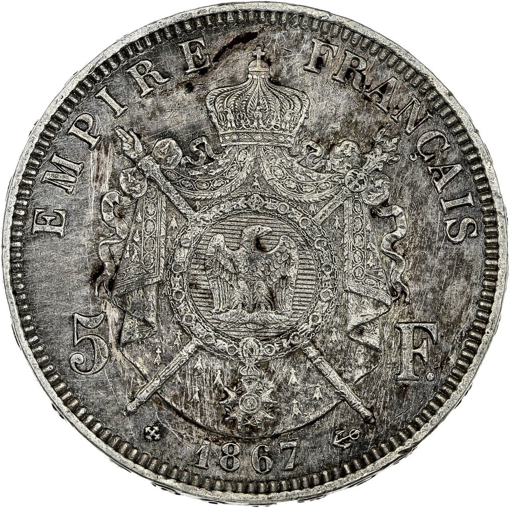 France. Napoléon III. 5 Francs 1867-BB, Strasbourg  (No reserve price) #1.0
