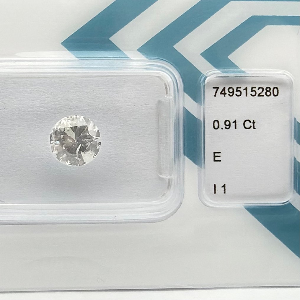 没有保留价 - 1 pcs 钻石  (天然)  - 0.91 ct - 圆形 - H - I1 内含一级 - 国际宝石研究院（IGI） #1.0