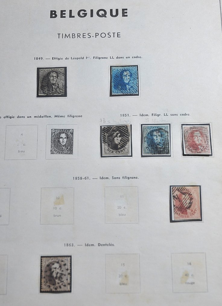Βέλγιο  - Συλλογές από το 1849 σε διάφορα άλμπουμ (173 φωτογραφίες). #2.1