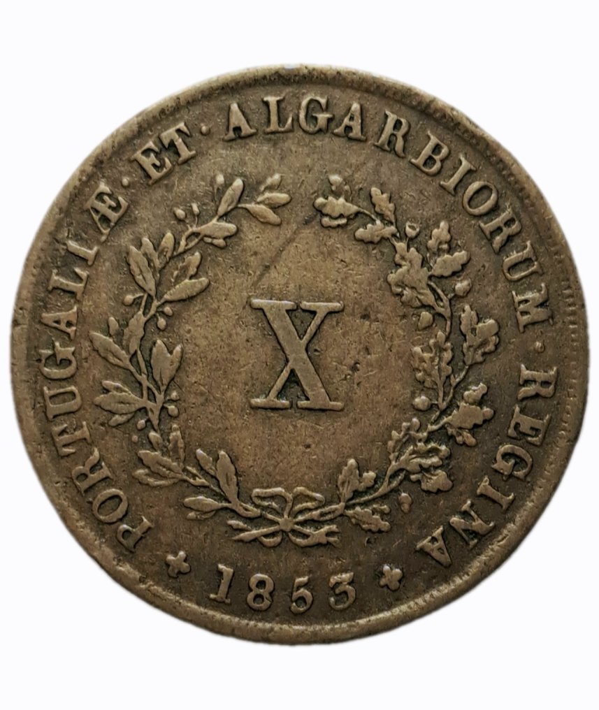 Portugal. D. Maria II (1834-1853). X Reis 1853 (No reserve price) #1.0