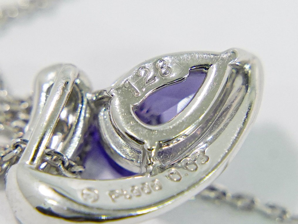 Tasaki - 项链 白金 -  1.28ct. tw. 坦桑石 - 钻石 #4.3