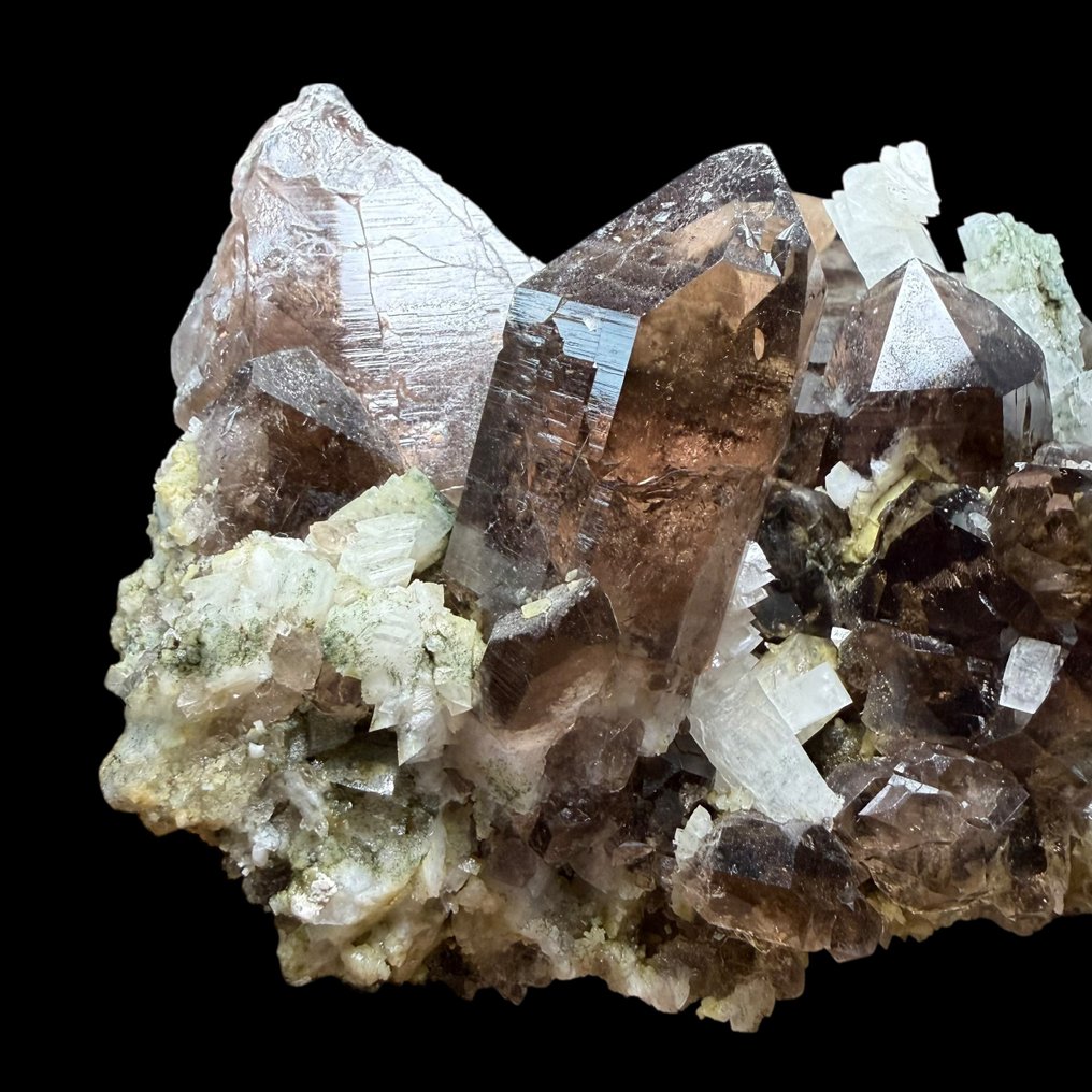 来自瑞士Val Giuv的优雅烟水晶与Adularia簇群。晶体最大长度达6.5厘米。 - 高度: 12 cm - 闊度: 9 cm- 620 g #3.2