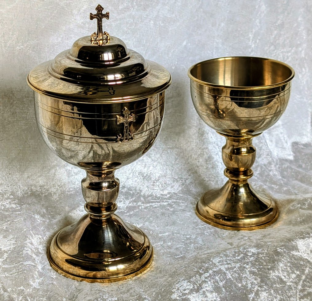 Ziborium e calice (2) - Vintage - Rame, Stagno, Placcato oro - 2000-2010 #2.1