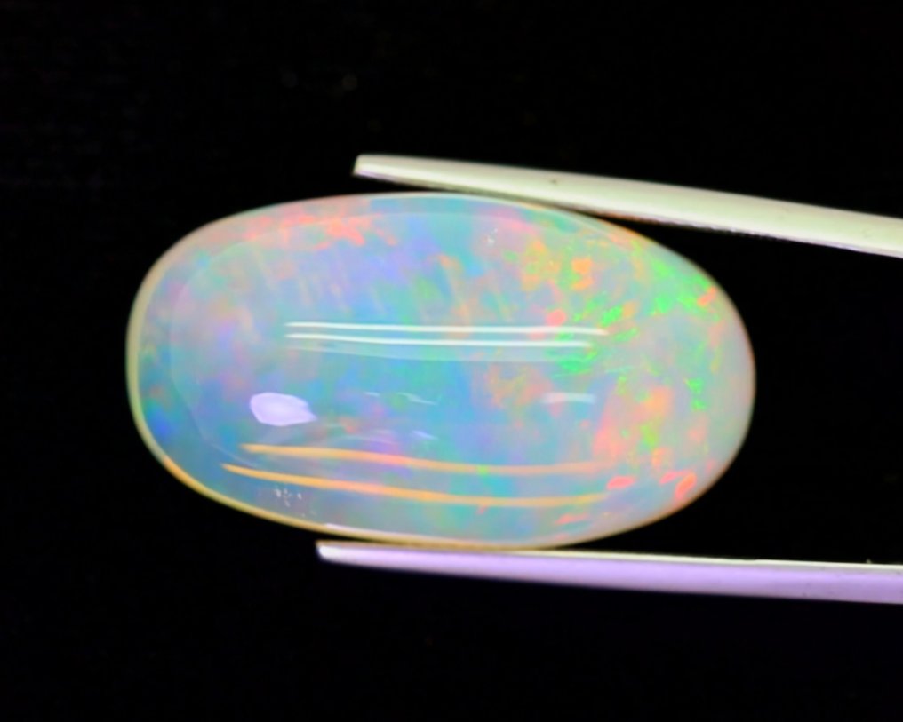 1 pcs 白色 蛋白石 - 37.02 ct - Antwerp Laboratory for Gemstone Testing (ALGT) - 色彩的变化 #4.3