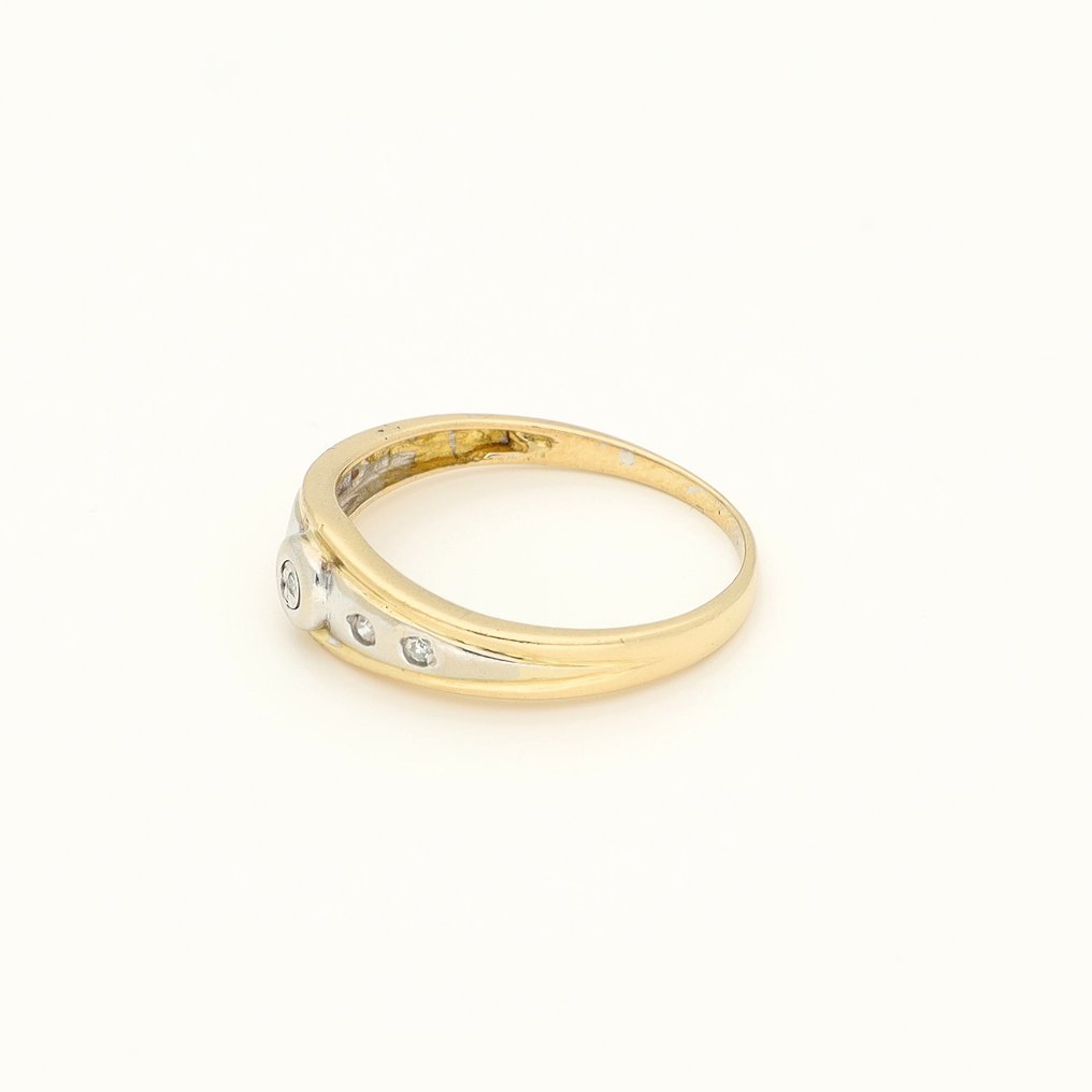 Bague - 18 carats Or jaune, Or blanc - 0.06ct. tw. Diamant (Naturelle) #2.1