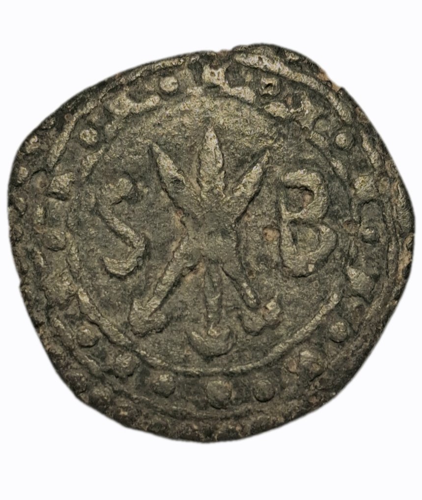 Portugalin Intia. D. Sebastião I (1557-1578). Bastardo (10 Soldos) Malaca S-B Calaim  (Ei pohjahintaa) #1.0