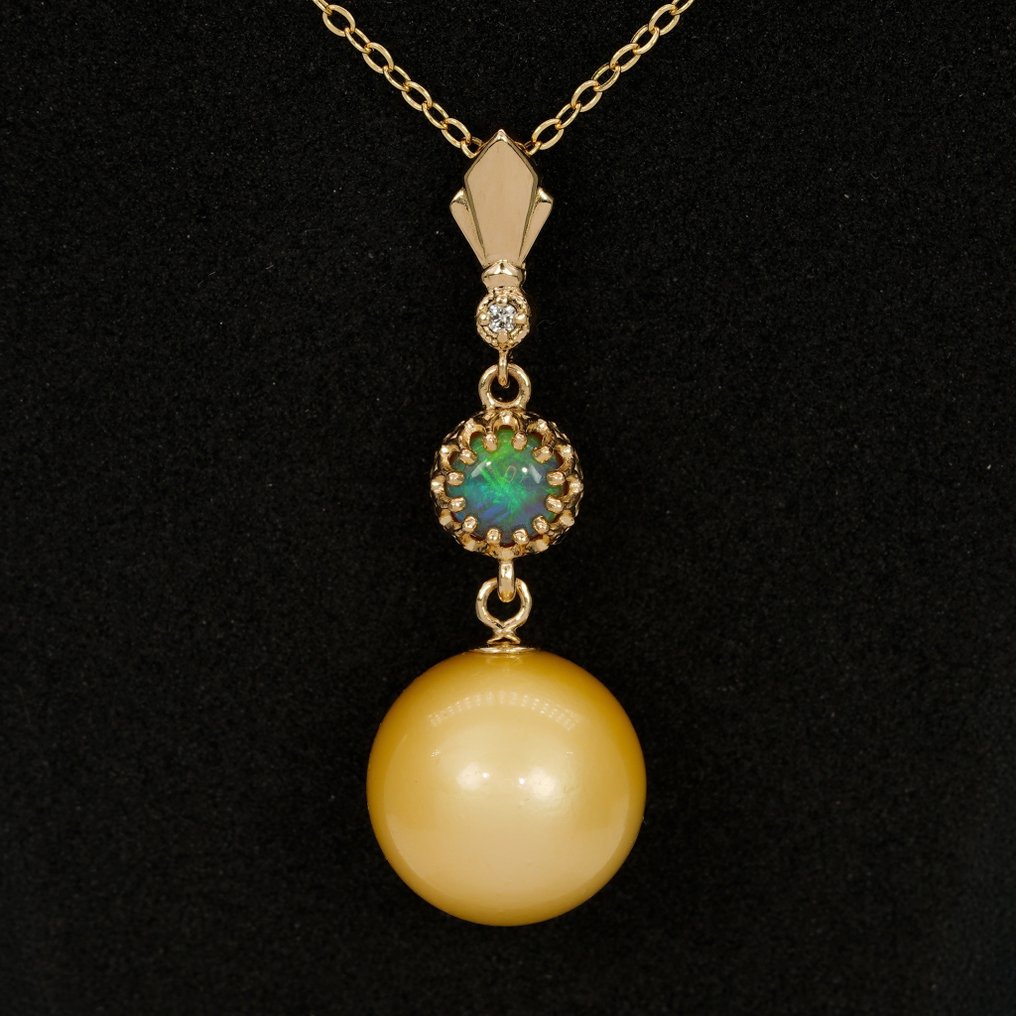 χωρίς τιμή ασφαλείας - Κρεμαστό κόσμημα - 14 καράτια Κίτρινο χρυσό Οπάλιο - Μαργαριτάρι - 0pal & SSP #4.3