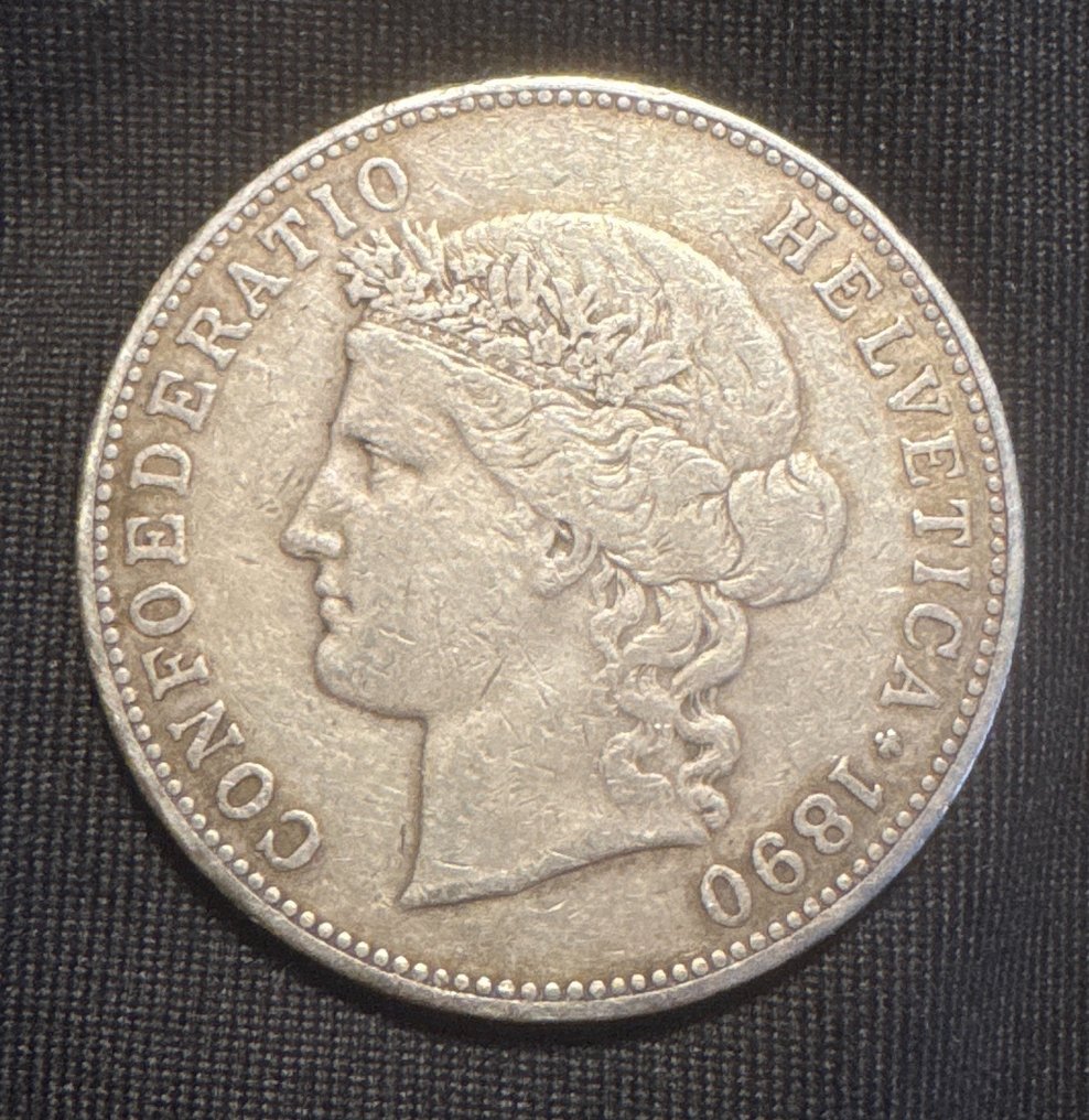 Zwitserland, Bern 5 Francs 1890 / Head of Helvetia  (Zonder minimumprijs) #1.0