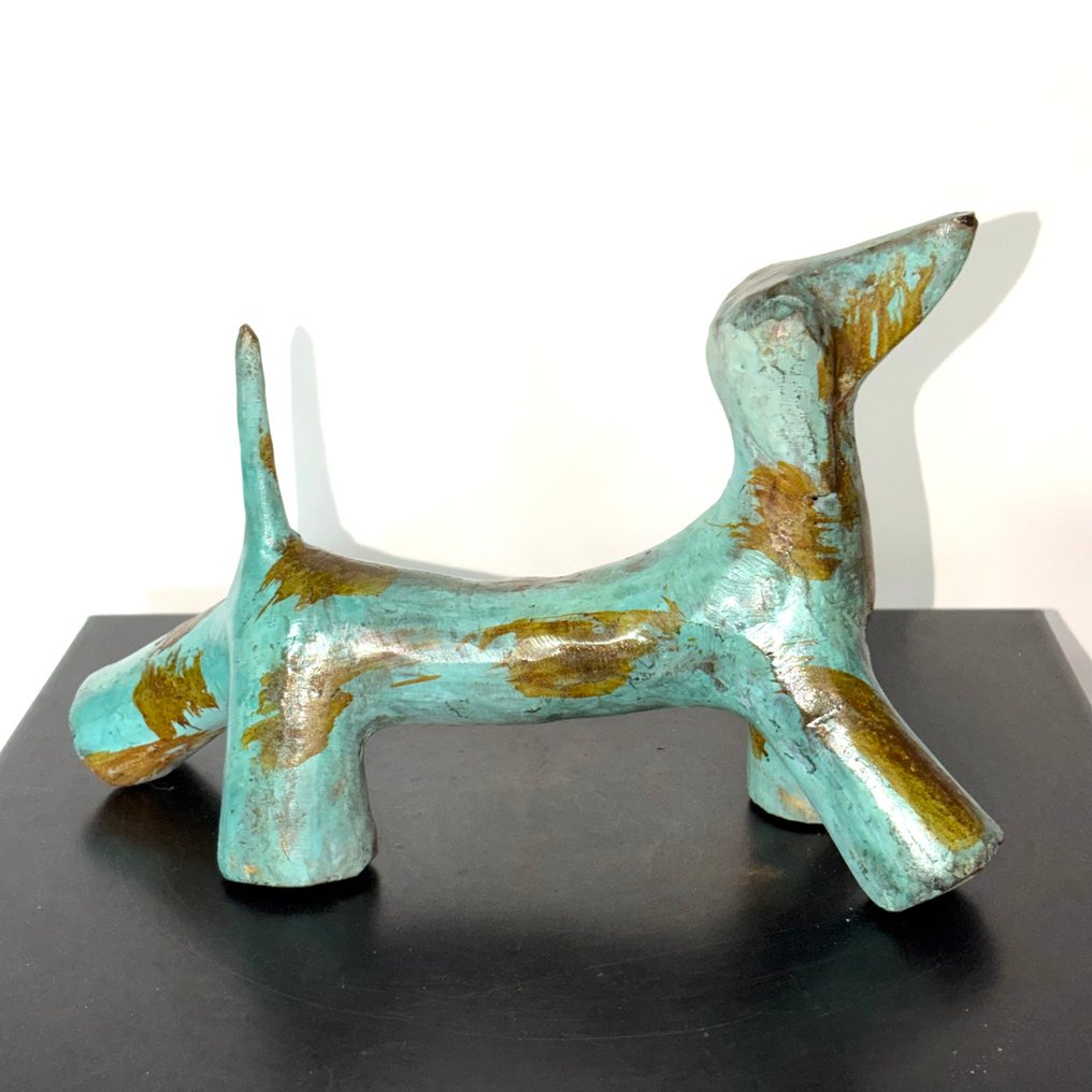 Abdoulaye Derme - Γλυπτό, Chien - 15.5 cm - Μπρούντζος #1.0