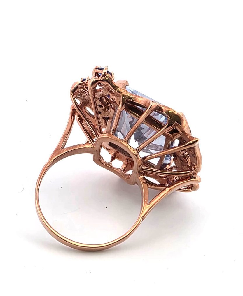 Ohne mindestpreis - Ring - 9 Kt Roségold, Silber Topas - Saphir #3.2