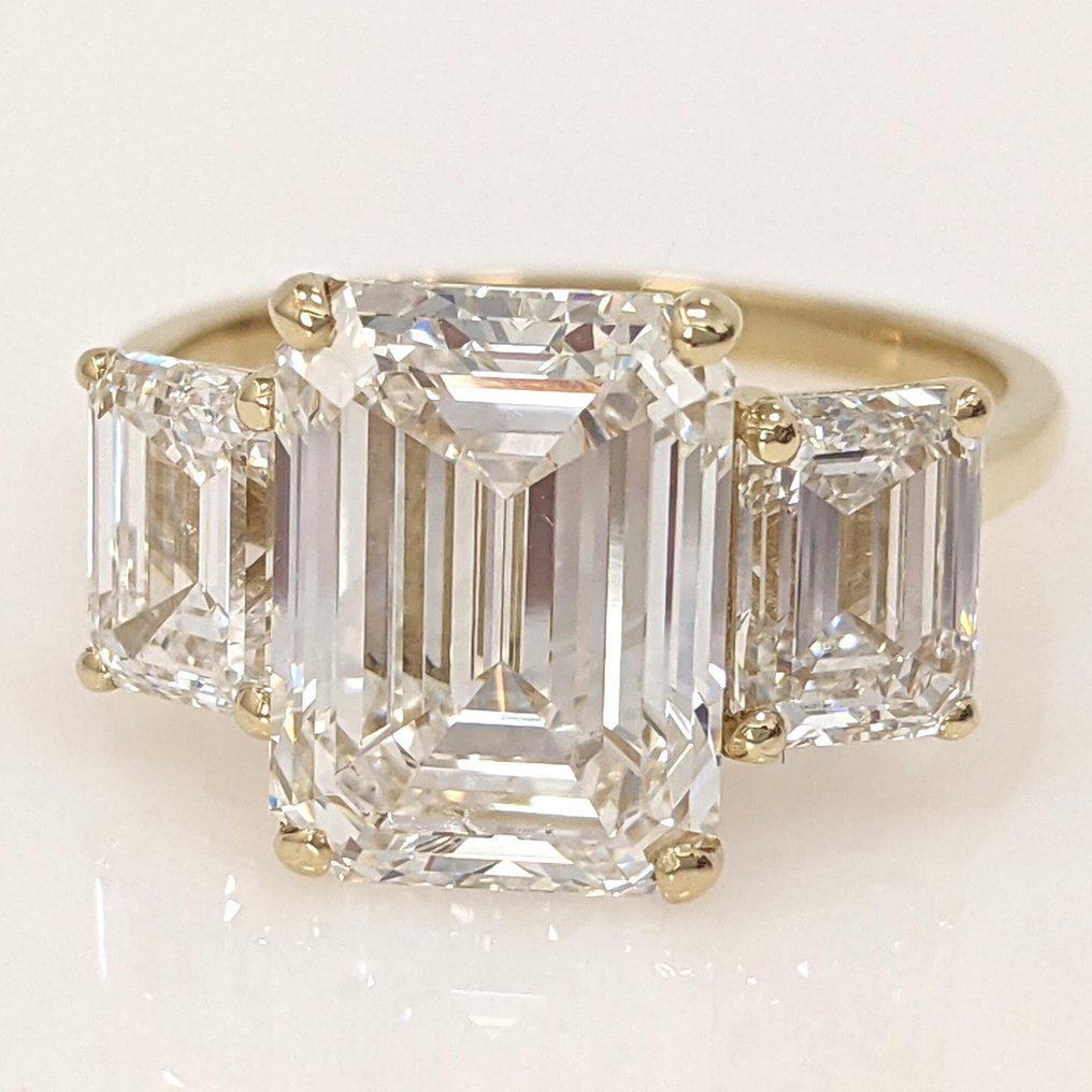 χωρίς τιμή ασφαλείας - Δαχτυλίδι - 14 καράτια Κίτρινο χρυσό -  7.17ct. tw. Διαμάντι (Εργαστηριακής καλλιέργειας) - Διαμάντι - E-F VVS2 IGI #1.0