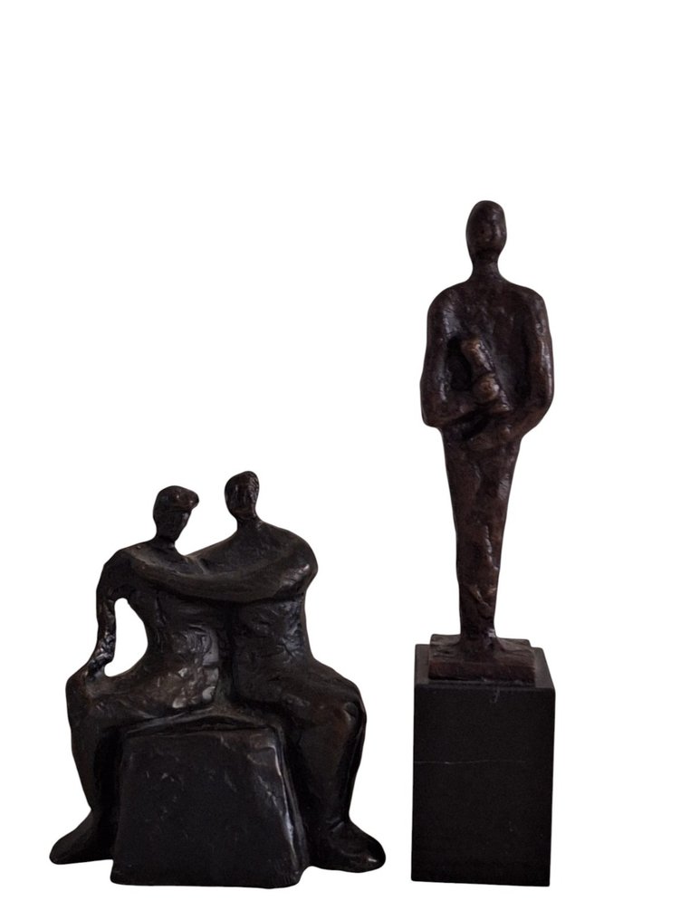 Corry Ammerlaan - Γλυπτό, "Togetherness" - 10.5 cm - Μπρούντζος, Μάρμαρο #1.0