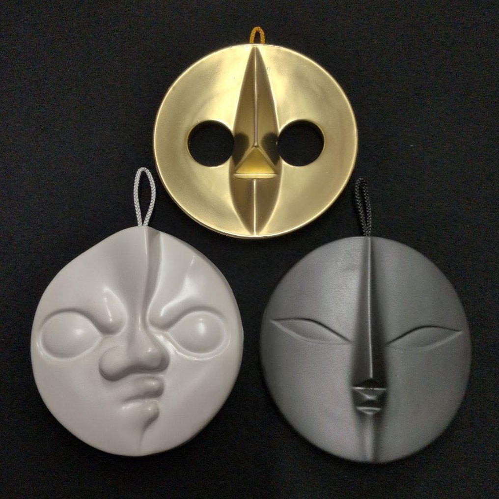 冈本太郎 Shigaraki 陶瓷面具套装（3个）——昭和时代 - Taro Okamoto - 日本 - 21世紀 #1.0