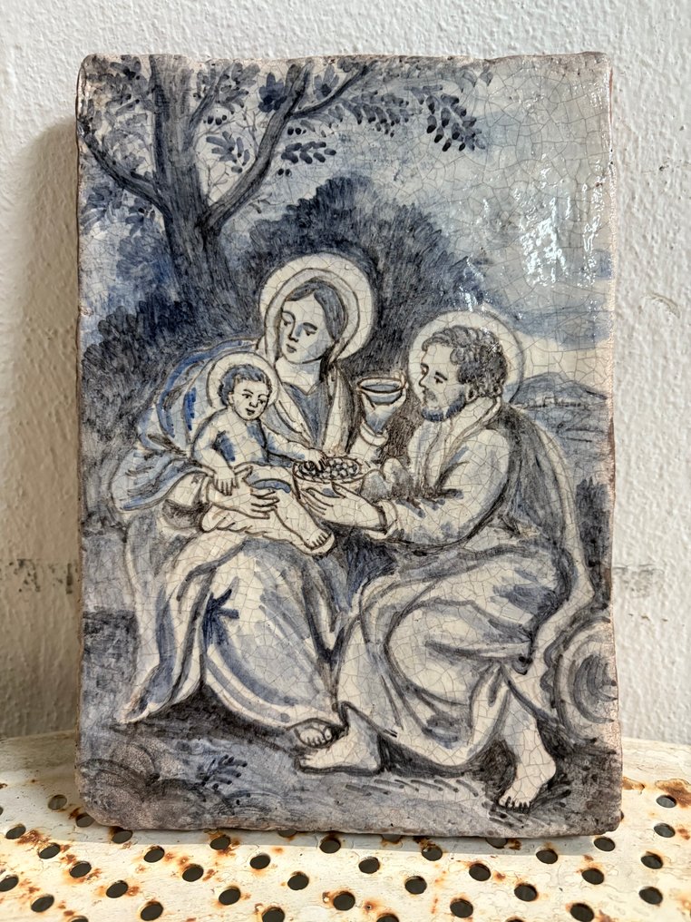  Πλακάκι - 1950-1960 - Sacra Famiglia - 25 εκ.  #1.0