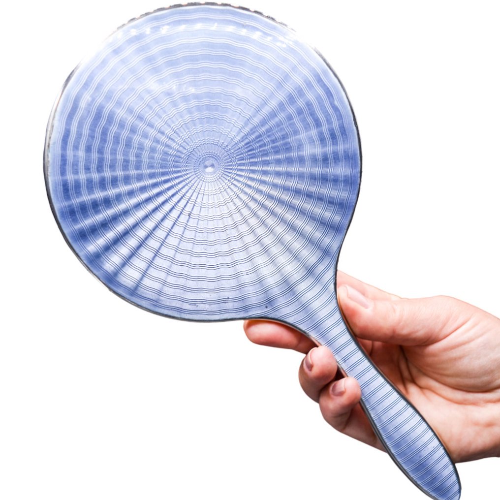 Hand mirror- Guilloché enamel - (Birmingham, 1921) - .925 silver #1.0