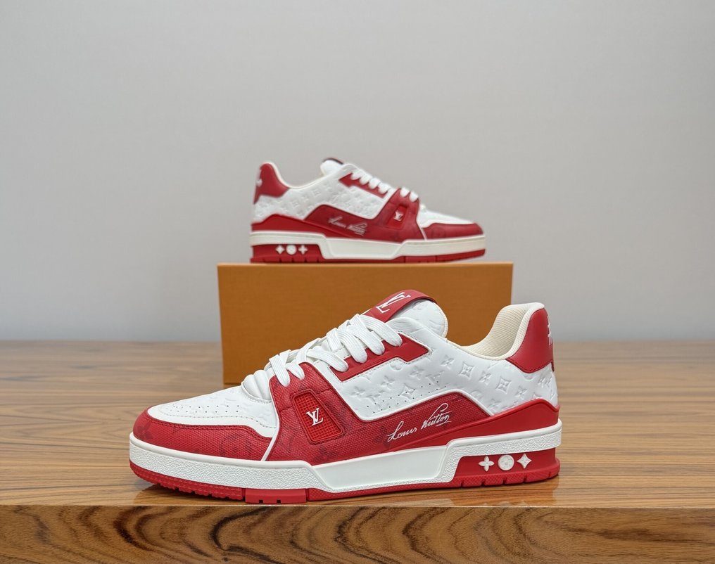 Louis Vuitton - LV Trainer #54 Signature Red / White - Sneakers - Size: EU 42.5 #1.0