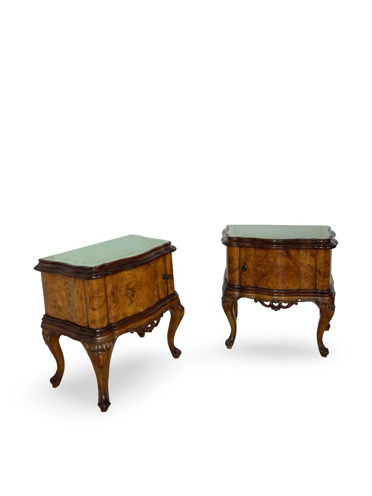 Nattbord (2) - Valnøtt, Glass, Messing, Burr valnøtt #2.1