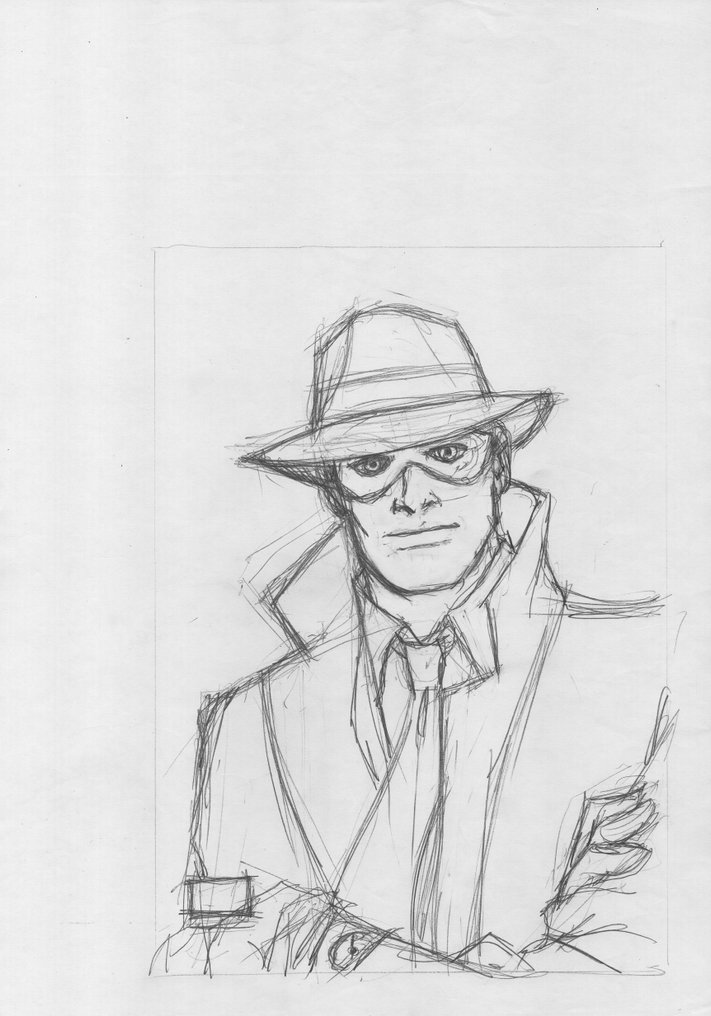 Juan Giménez - The Spirit Preliminary Exlibris Sketch - Pencil on Paper #2.1