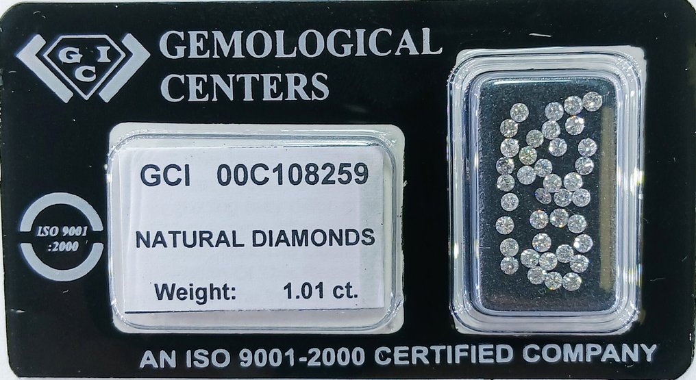 没有保留价 - 38 pcs 钻石  (天然)  - 1.01 ct - 圆形 - D (无色), G - SI1 微内含一级, VS1 轻微内含一级 - 以色列宝石中心（G.C.I.） #1.0