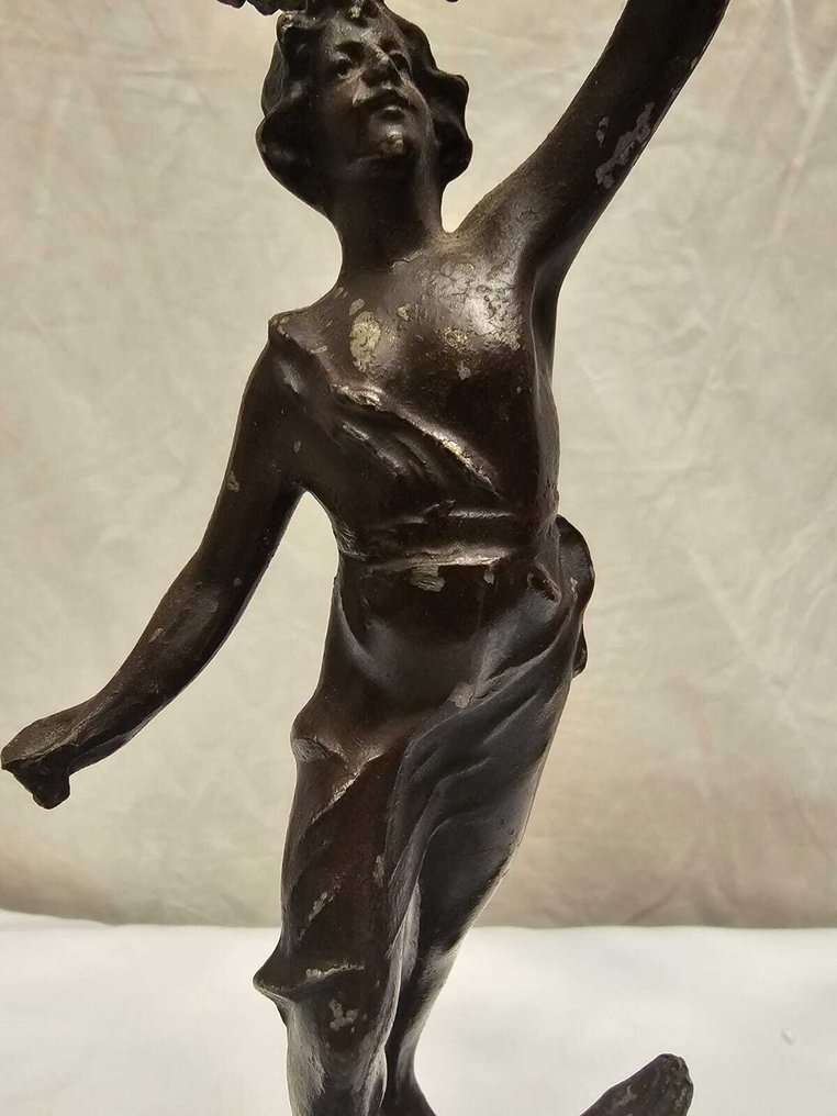 Statua, Antiek Frans Bronzen Beeld Vendange - 33 cm - Bronzo #4.3