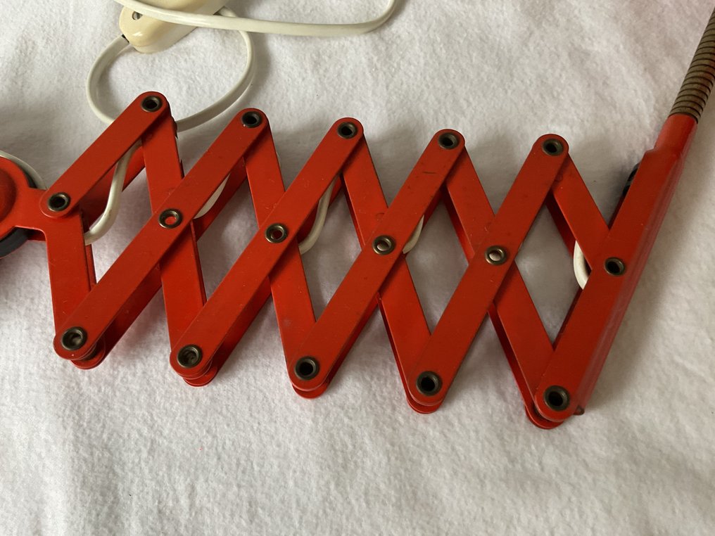 Hala - Lamp - Vintage extendable scissors arm wall lamp – 1960s or 1970s – orange - Metal #4.3
