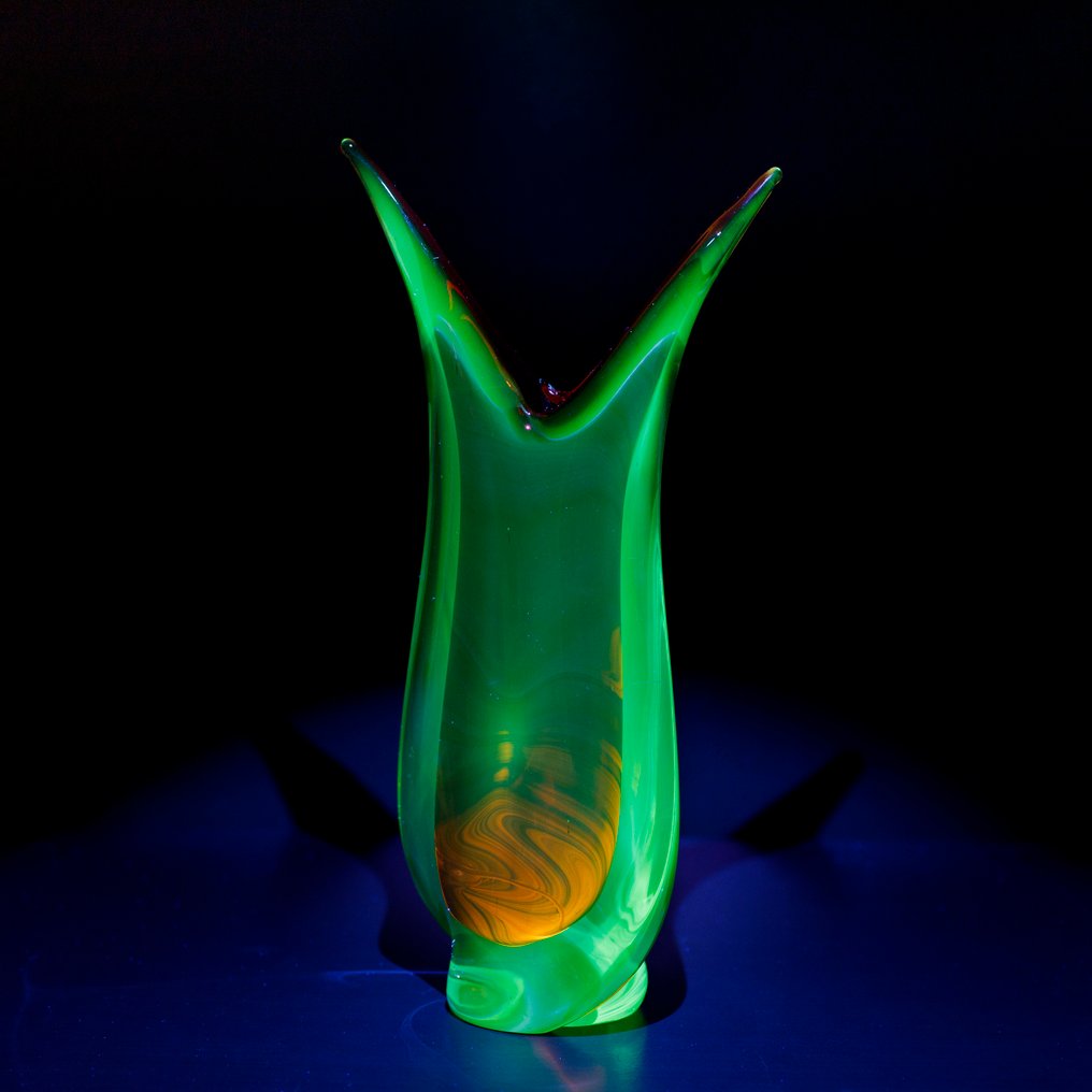 Vintage Murano Glas, Sommerso - Style, Uranium Glass - Βάζο - Γυαλί Murano #1.0